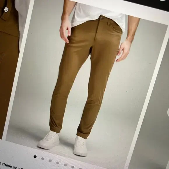 Lululemon ABC Slim-Fit 5 Pocket Mens Pants W34xL31.5 Warpstreme Artifact Brown - Picture 1 of 11